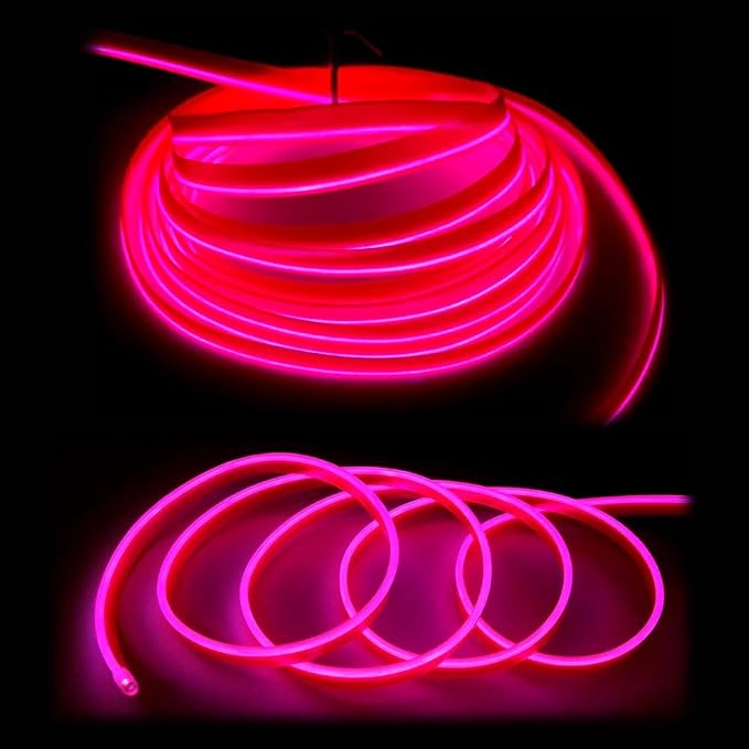 El Wire Pink Interior Car LED Strip Lights, 3M Neon Wire USB 5V - Image 3
