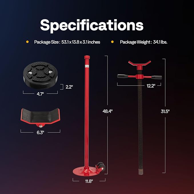 SPECSTAR Movable Underhoist Support Stand, 3/4 Ton 1650Lbs Capacity Jack Stand - Image 7