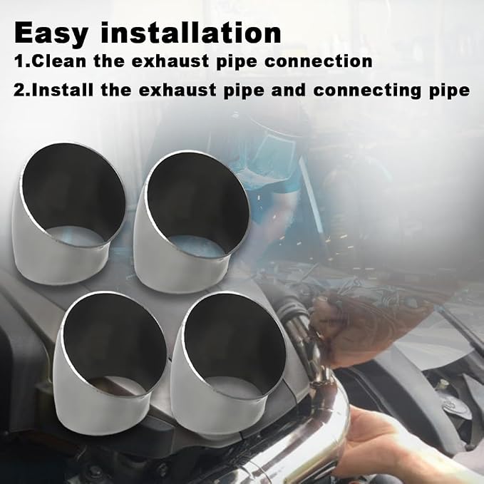 OD 3 Inch 45 Degree exhaust elbow Pipe SS304 Stainless Steel Bend Suitable - Image 6