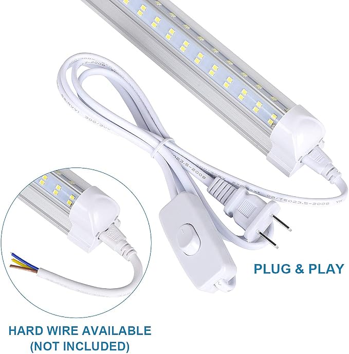 4FT LED Shop Light Fixture, 60W 6500lm 5000K Clear, T8 Integrated LED Tube - Image 5