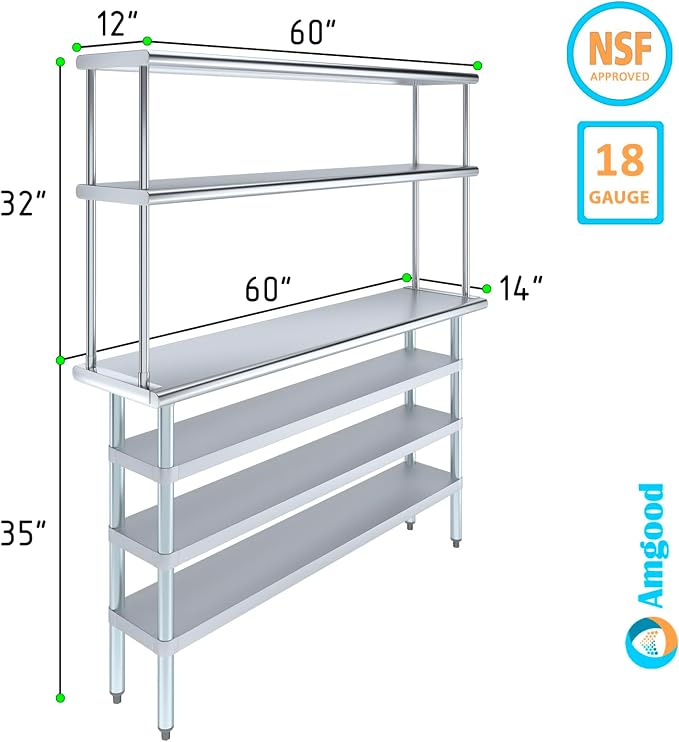 Amgood 14" x 60" Stainless Steel Work Table - Image 3