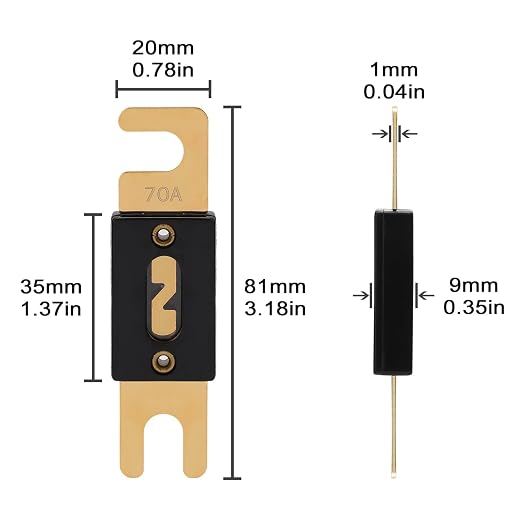 70A ANL Fuse 70 Amp Inline Blade Fuses 32V - Image 2