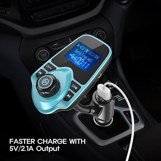 Nulaxy Bluetooth Car FM Transmitter Audio Adapter Receiver Wireless Hands-Free - Image 6