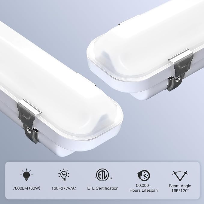 JTT 4FT LED Vapor Tight Light, 60W/50W/40W IP65 Waterproof LED Outdoor Indoor - Image 6