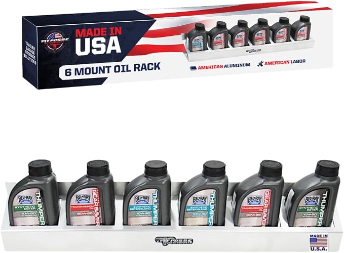 Pit Posse 304 Six Quart Oil Can Rack Holder 32" Caddy Wall Hanger Aluminum Shelf by PITPOSSEMOTORSPORTS