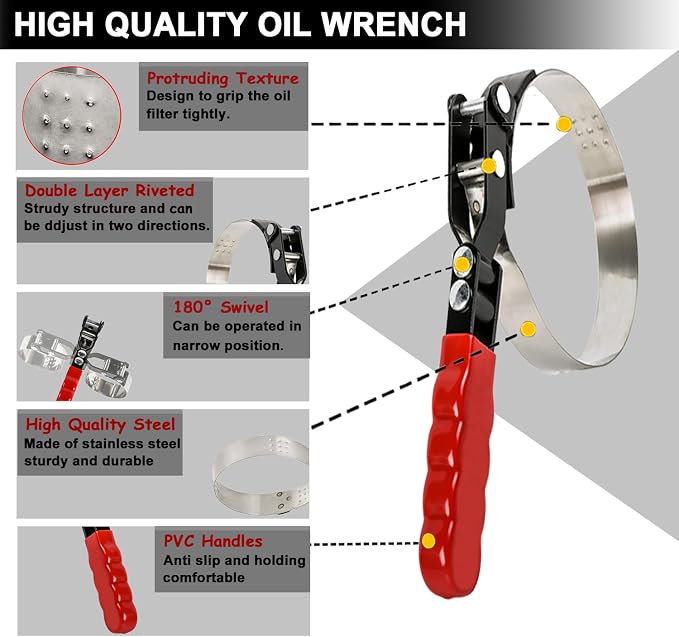 Extra Large Oil Filter Wrench, Oil Filter Wrench Tool Fits Filter from 4-3/4"to - Image 3