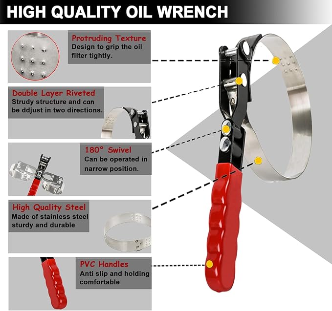 Standard Oil Filter Wrench, Oil Filter Wrench Tool Fits Filter from 3-1/4" to - Image 3