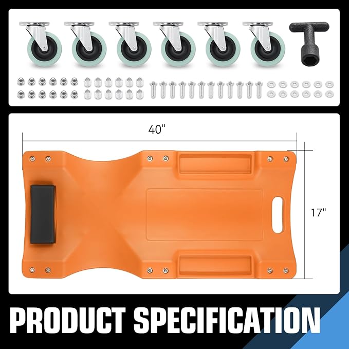 DNA MOTORING 40" L X 19" W Vehicle Repair Low Profile Plastic Rolling Garage - Image 2