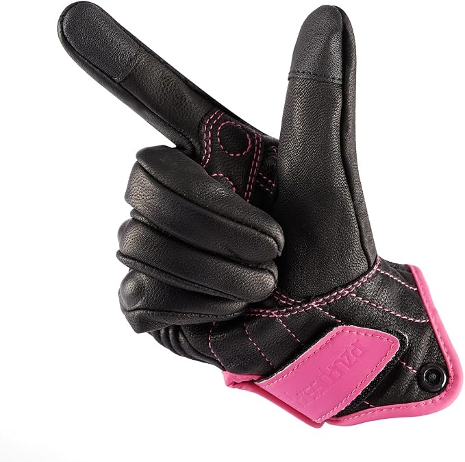 Harssidanzar Women's Motorcycle Gloves, Leather Motorcycle Gloves, Motorbike - Image 5