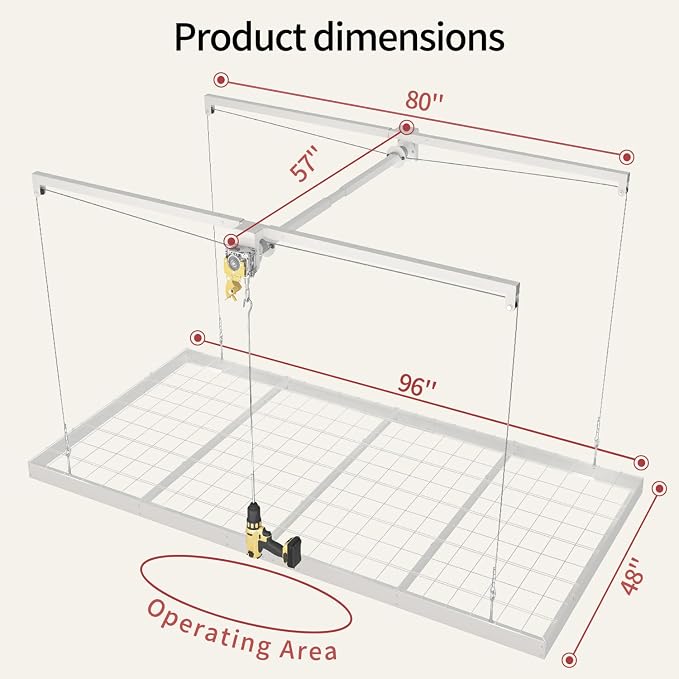 Garage Ceiling Storage Racks – 4x8 FT Overhead Garage Storage Rack - Image 2