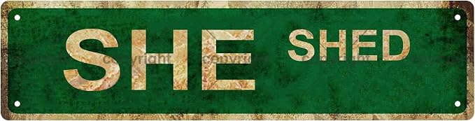 SHE SHED Vintage Metal Tin Sign, Street Sign, Home Decor, Room Decor, Wall Decor by Unknown