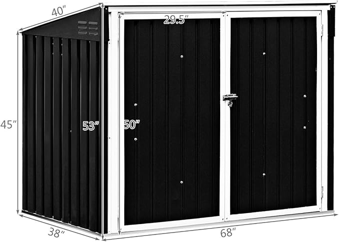 Goplus Horizontal Storage Shed Outdoor, 6x3FT Grey & Beige - Image 6