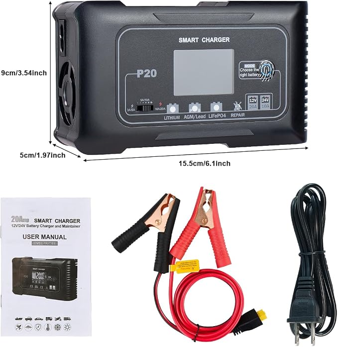 20A Smart Battery Charger 12V/24V, Automatic Charger & Maintainer - Image 8