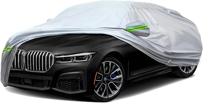 TUCAREST 6-Layers Premium Full Car Cover Hard Shell Zipper Design Waterproof by TUCAREST