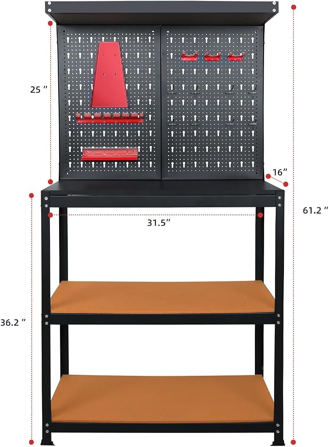 Prostormer Workbench, 31.5 inch Multipurpose Garage Work Bench Table - Image 3