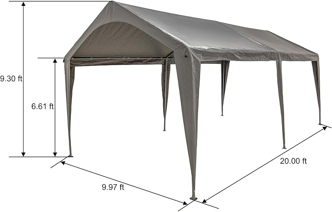 Sunnyglade 10x20 Ft Heavy Duty Carport Canopy Outdoor Portable Garage Tent Boat - Image 6