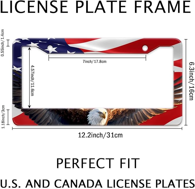 Eagle American Flag License Plate Frame, US Flag Car Tag Frame Holder Covers - Image 2