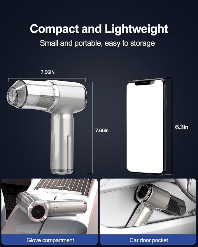 Handheld Car Vacuum Cleaner High Power, 4-in-1 Small Portable Mini Cordless - Image 6