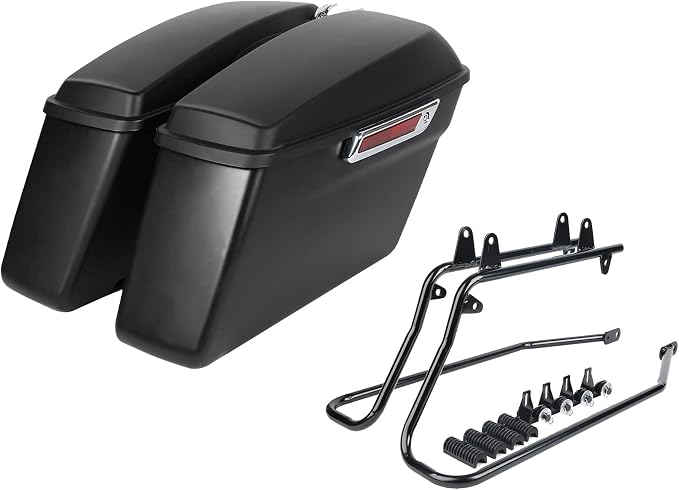 XFMT Matte Black Motorcycle Saddlebags Hard Saddle Bags W/Black Conversion by XFMT