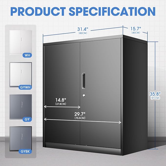 DNA MOTORING Metal Storage Cabinet, Metal Cabinet Heavy Duty Utility Cabinet - Image 2
