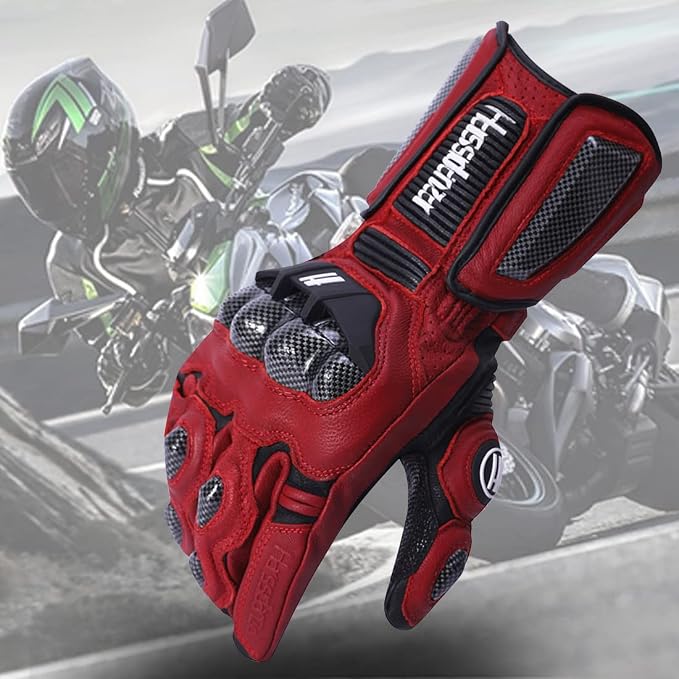 Harssidanzar Leather Motorcycle Gloves - Image 5