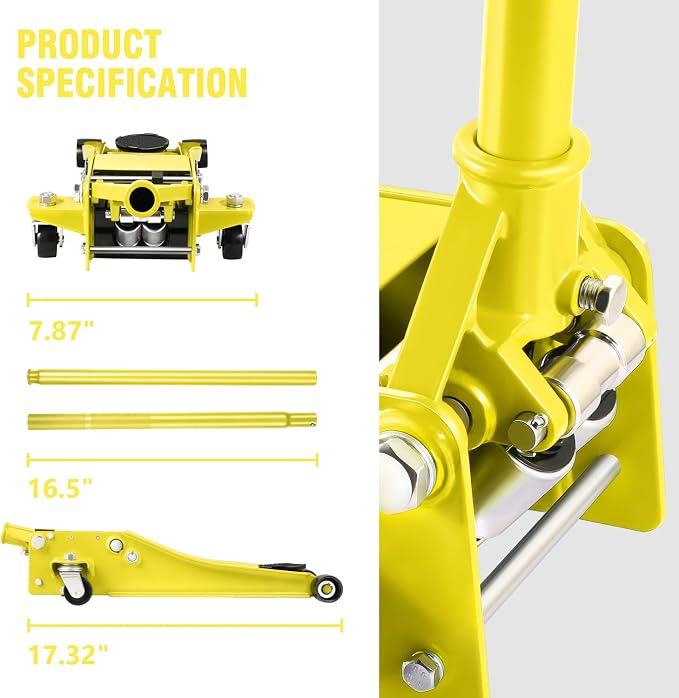 DNA MOTORING Low Profile Hydraulic Trolley Service/Floor Jack, 3 Ton Capacity - Image 4