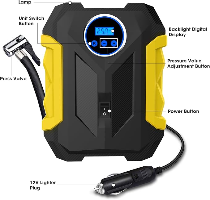 Digital Air Compressor for Car Auto Pump Portable Tire Inflator - Image 2