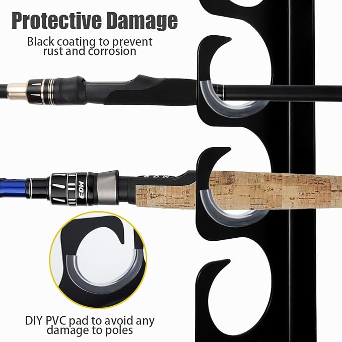 Wall Mounted Fishing Rod Rack Holder Ceiling Storage Hook Hanger Display Metal - Image 4
