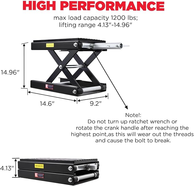 CXRCY 1200 LBS Motorcycle Lift Scissor Jack Black Upgraded Dirt Bike ATV - Image 5