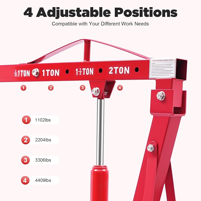 LOYALHEARTDY Engine Hoist with Lever, 2 Ton 4400 LBS Folding Cherry Picker Shop - Image 4