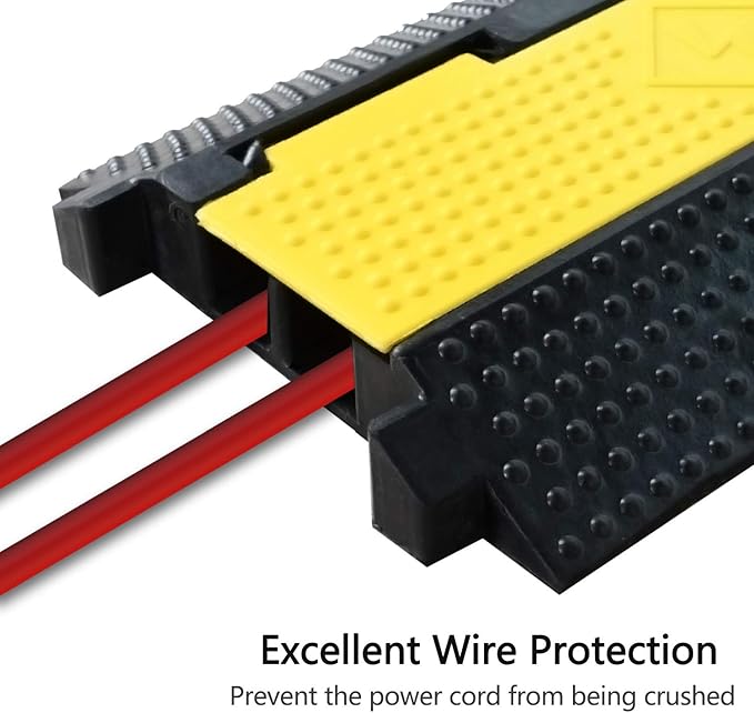 1 Pack Rubber Cable Ramp Hose Cable Protector Ramp 2 Channel 22000Lbs Load - Image 3