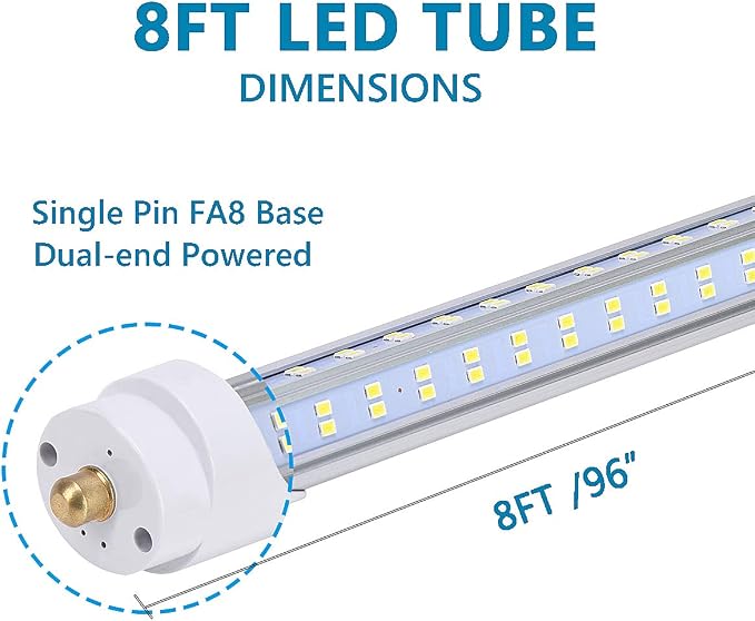 10 Pack, 8 Foot LED Bulbs, 150W 19000lm 5000K Daylight, Super Bright, T8 T10 - Image 4