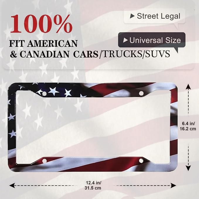 2Pack American Flag License Plate Frame - Image 3