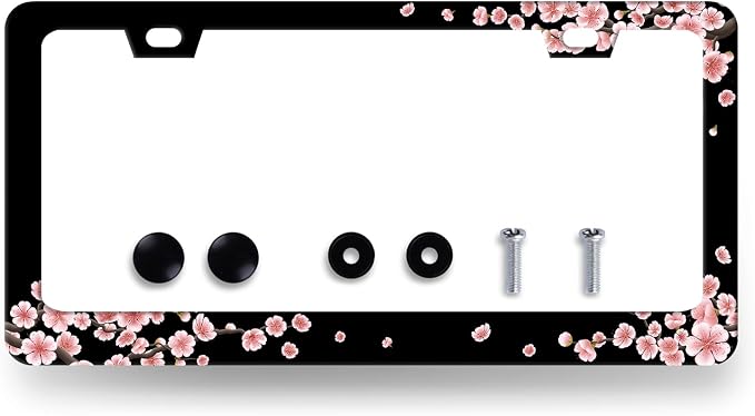 Beautiful Cherry Blossom License Plate Frame Pink Floral License Plate Holder by RNKATIH