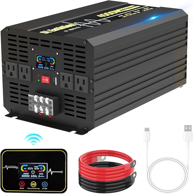 4000W Pure Sine Wave Power Inverter 12V DC to 120V AC 60HZ by SLEuthtion
