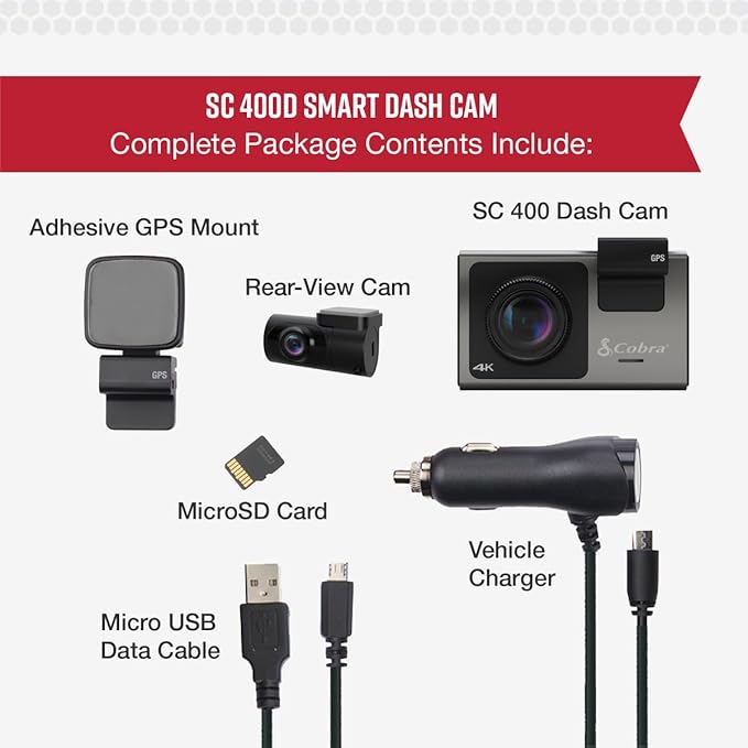 Cobra Smart Dash Cam + Rear Cam – UHD 4K Resolution, Alexa Built-In, 3-Camera - Image 6