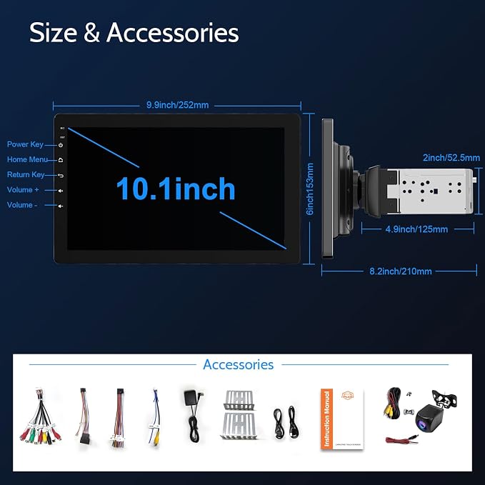 Single din Car Stereo, Rotatable Carplay Screen - Image 8