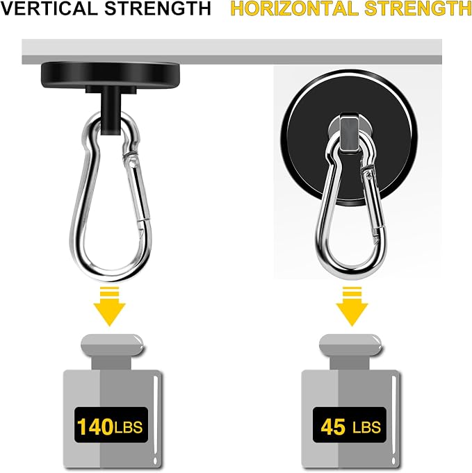 DIYMAG Black Magnetic Hooks, 150LBS Strong Heavy Duty Neodymium Magnet Hooks - Image 4