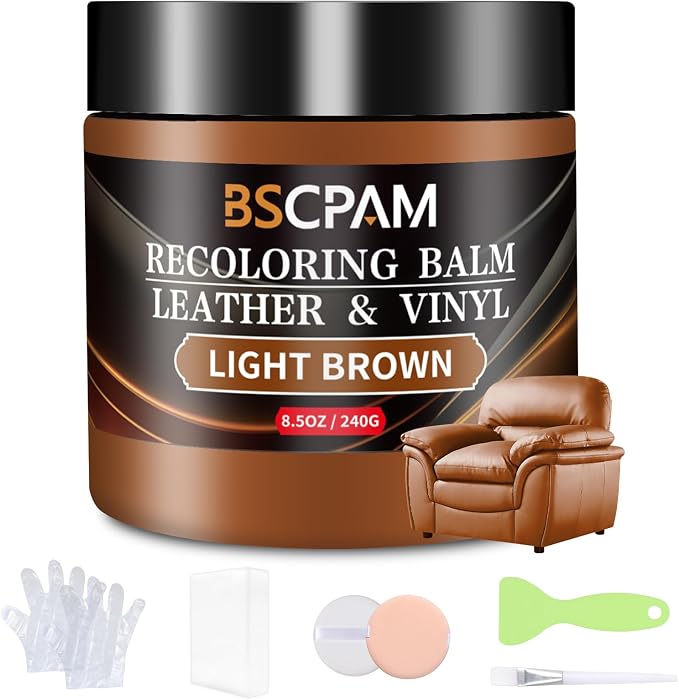 Light Brown Leather Recoloring Balm, Leather Couch Scratch/Stain Remover by BSCPAM