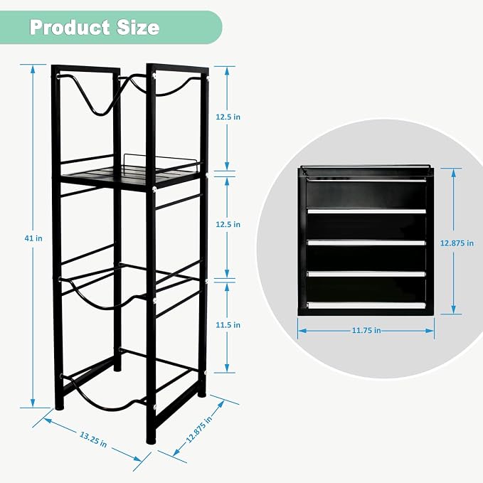5 Gallon Water Jug Holder with 3-Tier Storage Shelves - Image 4