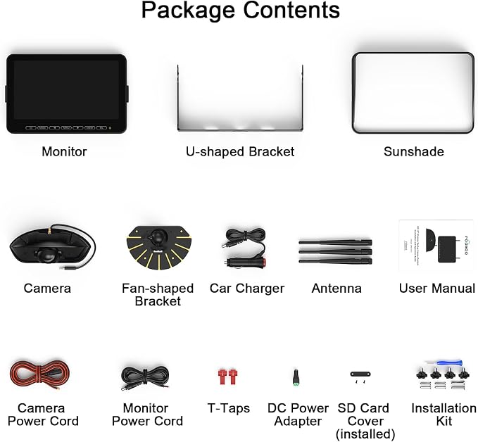 Fookoo 1080P 10" Wireless RV Backup Camera System - Image 9