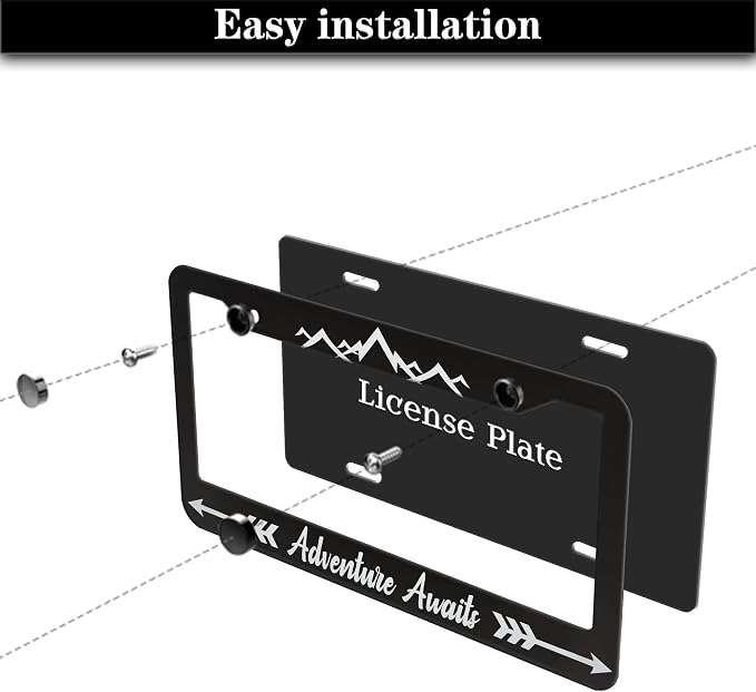 License Plate Frames Black and White Custom License Plate Frame Adventure - Image 7