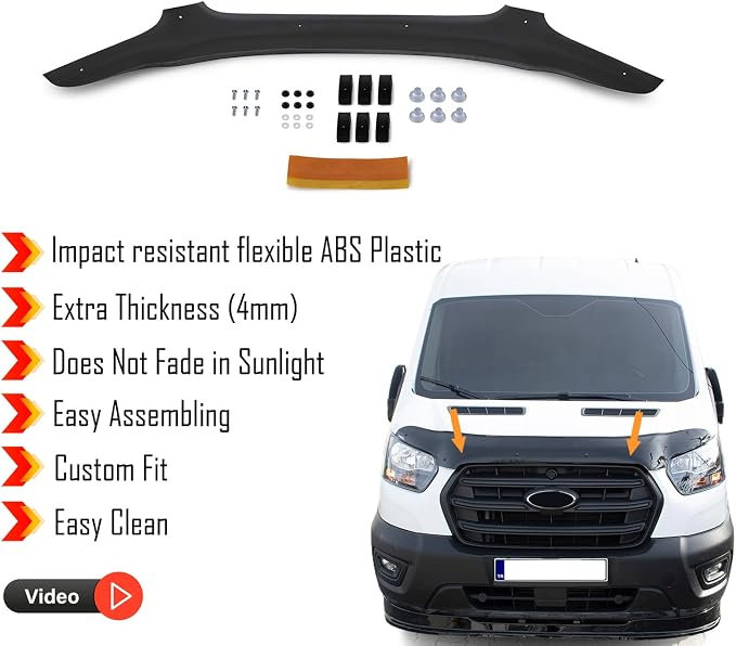 Hood Deflector Guard Fits Ford Transit 2019-2025 | Bug & Bonnet Shields - Image 2