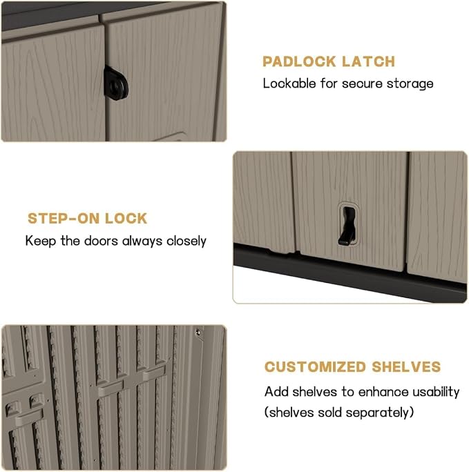 KINYING Outdoor Storage Shed, 57 Cu.ft Vertical Outdoor Storage Cabinet - Image 8