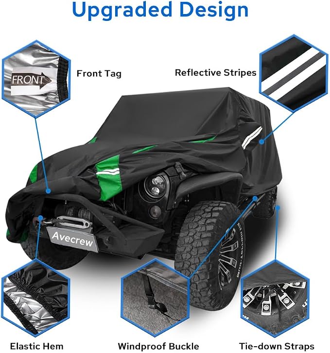Avecrew for Jeep Wrangler Cover Waterproof 4 Door, All Weather for Jeep Rain - Image 5