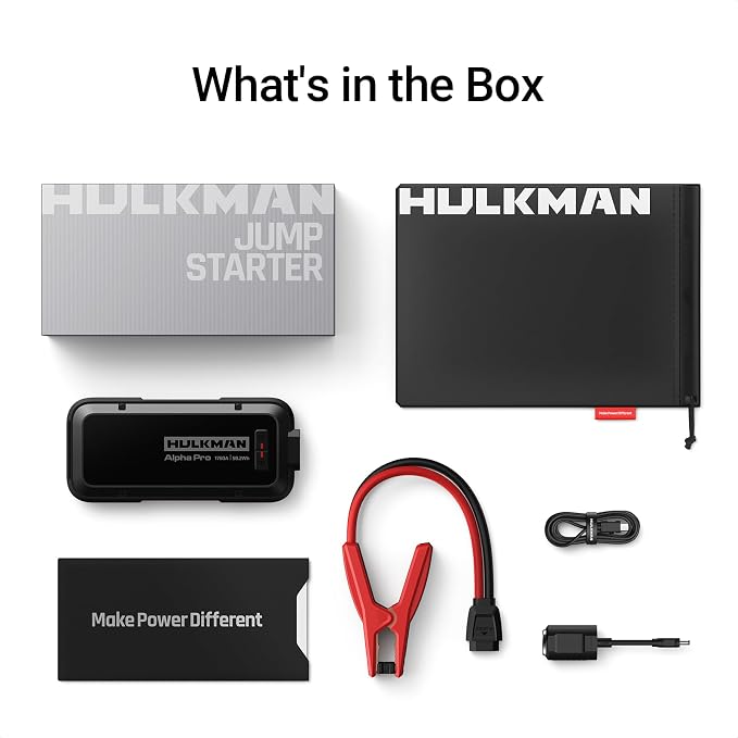 Hulkman Alpha Pro Solid Black, 1750A 59.2Wh Car Jump Starter Portable, - Image 9