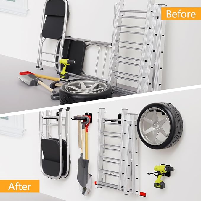 2PCS Heavy Duty Steel Hooks, Garage Hanger Storage Tool Organizer Rack - Image 4