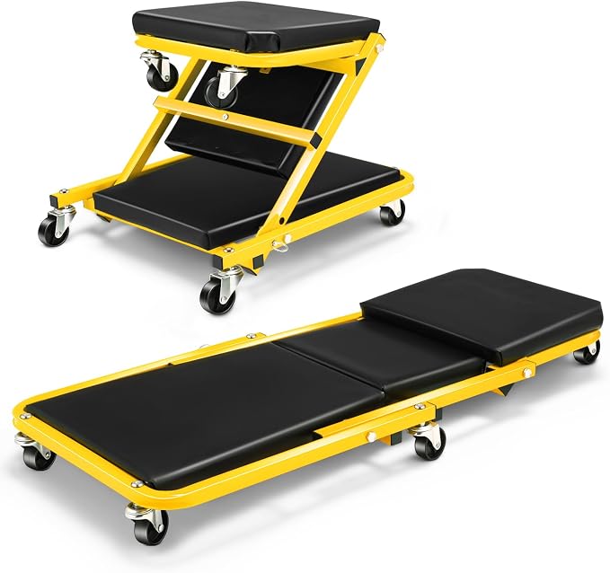 DNA MOTORING 36 Inches 2 IN 1 Rolling Folding Car Creeper/Seat, 150kg Weight by DNAMOTORING-Tools