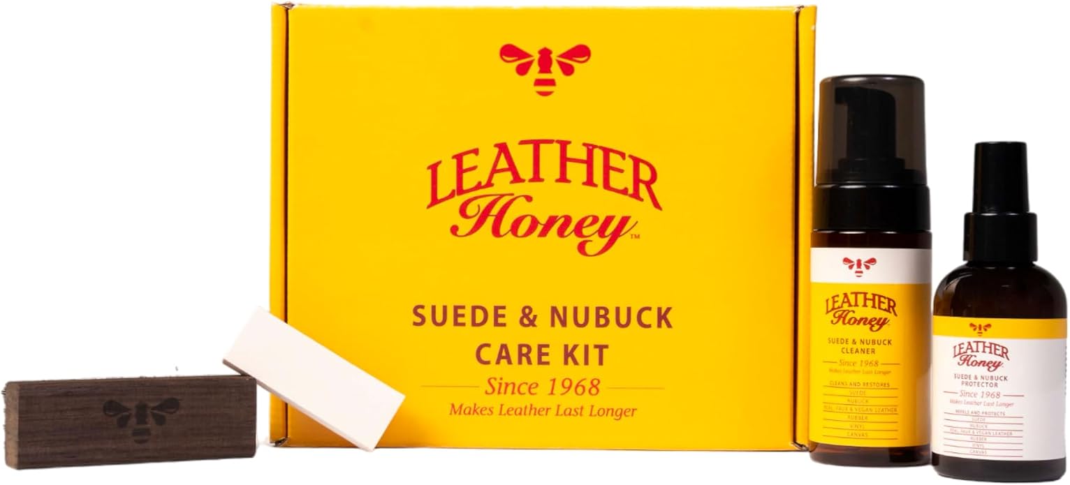Leather Honey Suede & Nubuck Care Kit: Cleaner, Suede Brush & Eraser: Clean by LeatherHoney