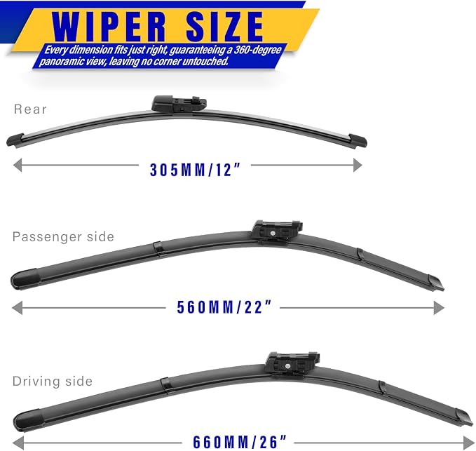 3 wipers Replacement for 2018-2022 2023 VW Volkswagen Atlas, Windshield Wiper - Image 2